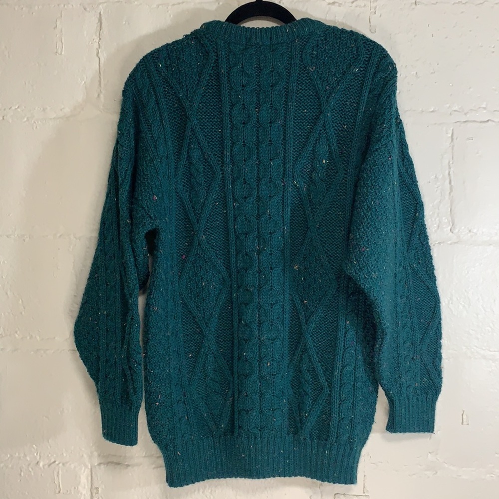 Vintage Teal Cable Knit Sweater - Picture 5 of 6